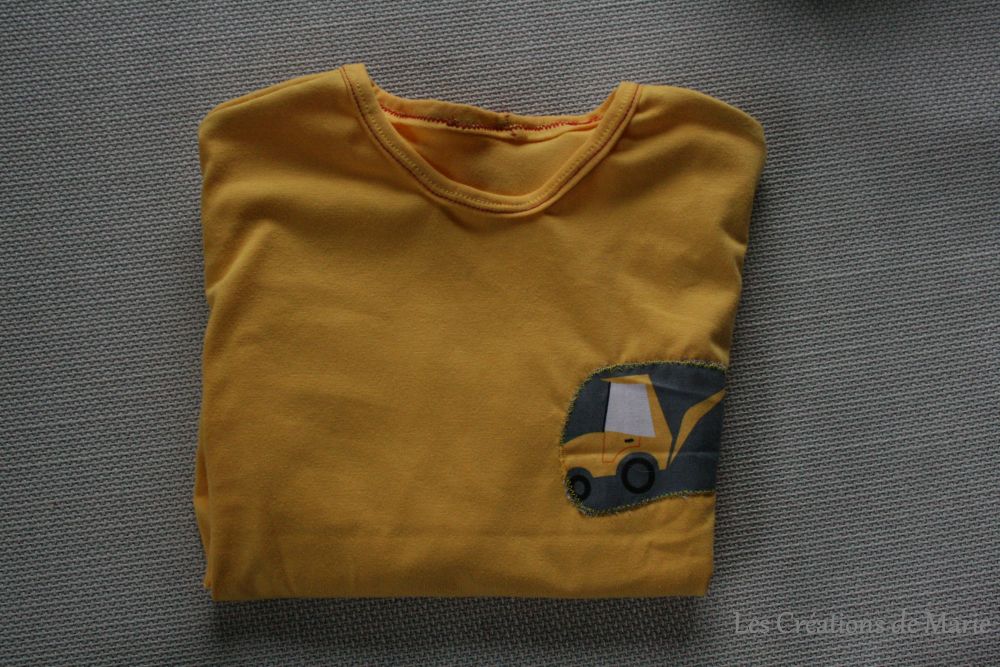 tee-shirt jaune jersey coton engins de chantier