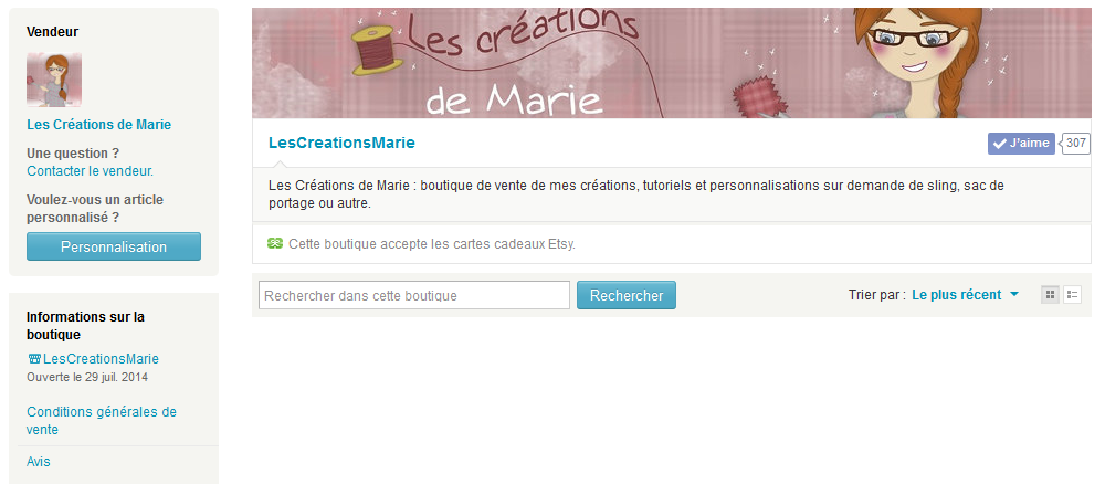 boutique Etsy Les Créations de Marie