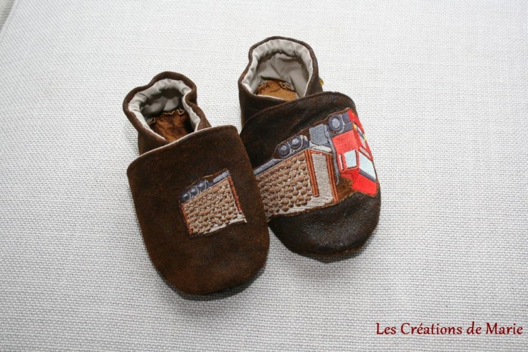 Chaussons camions en cuir souple